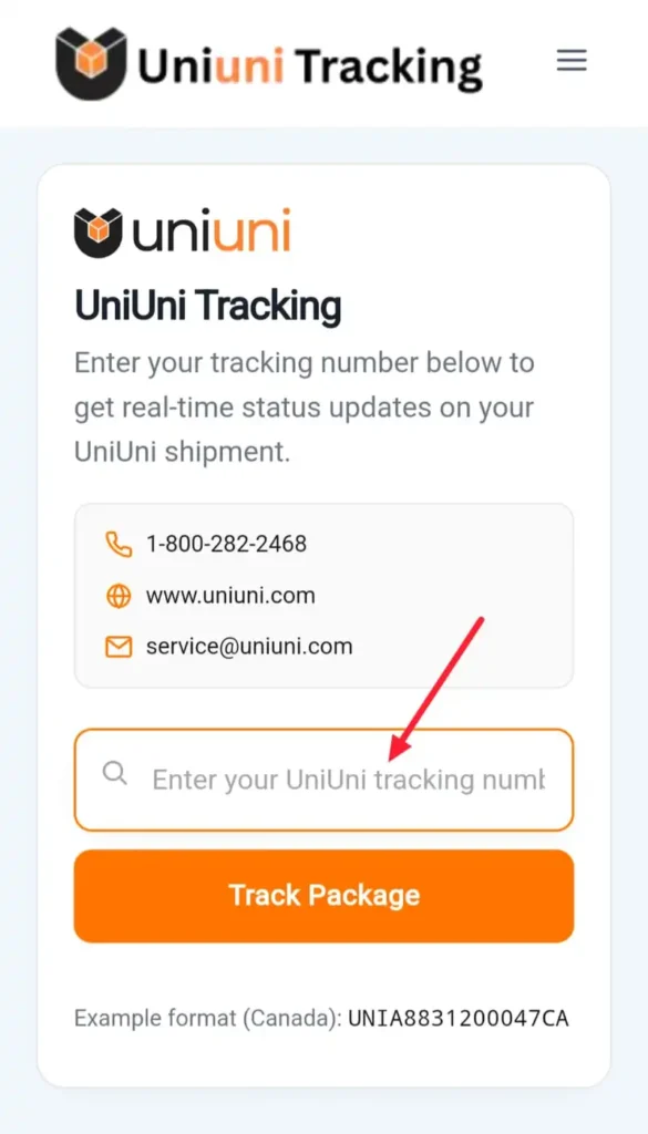 3 Uni express shipment tracking first step