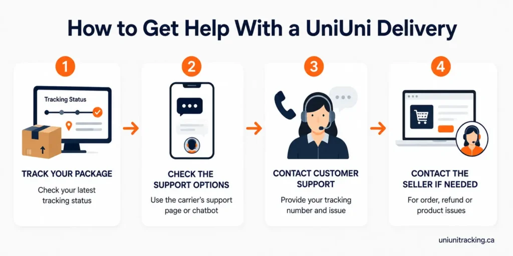 UniUni Customer Service: Phone Numbers, Support & Contact Options 2 Steps to get help with a UniUni delivery issue